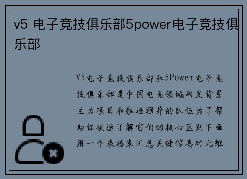 v5 电子竞技俱乐部5power电子竞技俱乐部